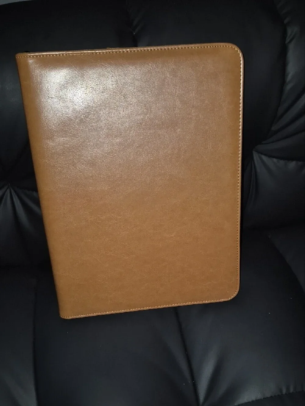 Simulated LEATHER Zip Portfolio Organizer - Tan